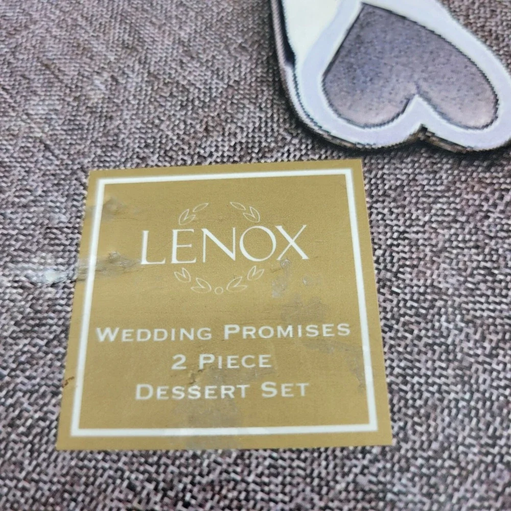 Lenox Wedding Promises 2 Piece Dessert Set Knife Server Silver Handles w/ Hearts